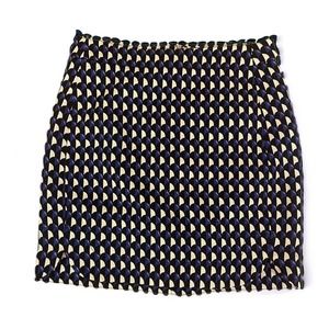 Womens JCrew Blue Black Skirt Short Size 00 Pattern Business Preppy Classic Work